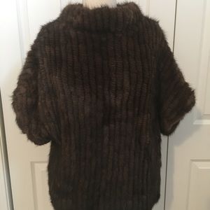 NWT mink fur poncho sweater